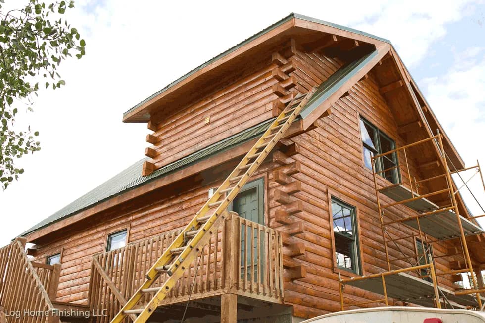Leadville Colorado Log Home Restoration and Deck Repair - Before restoration