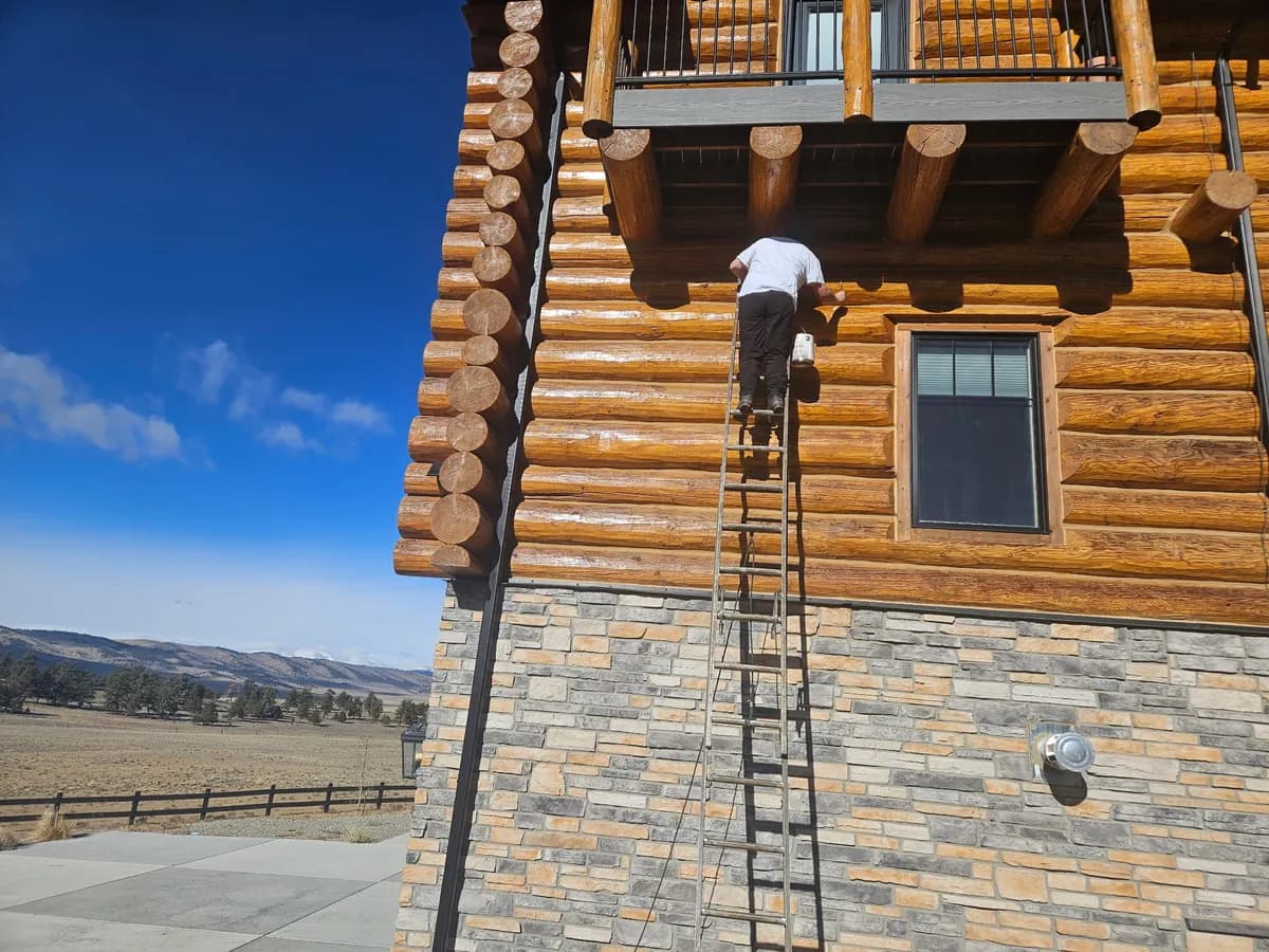 Como, Colorado Log Home - Professional Staining & Chinking - Before restoration