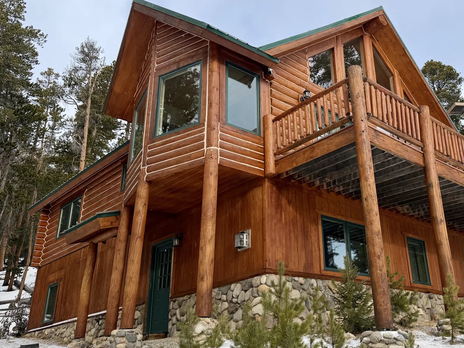 Winter Log Home Restoration in Fairplay with Permachink