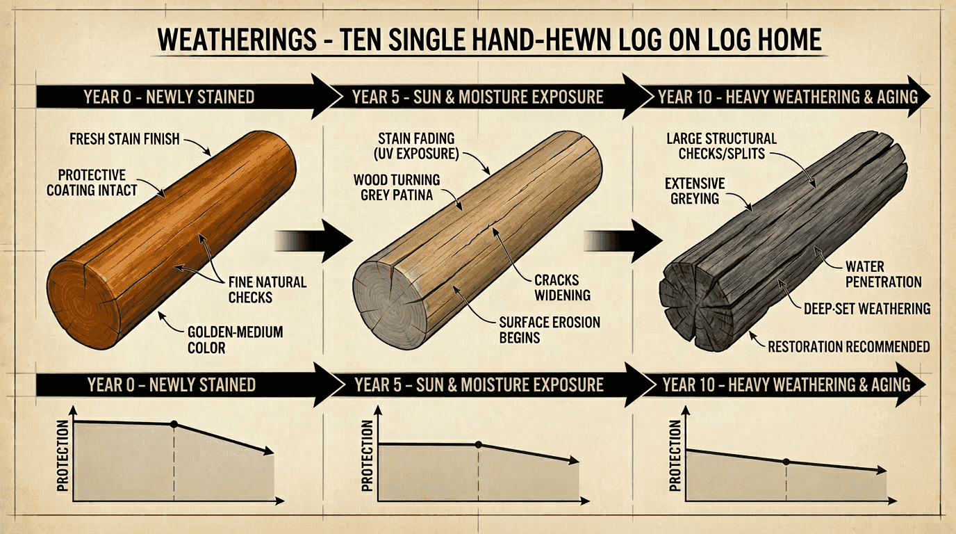 The Hidden Timeline of Log Home Decay: How Failing Stain Destroys Your Logs and Property Value