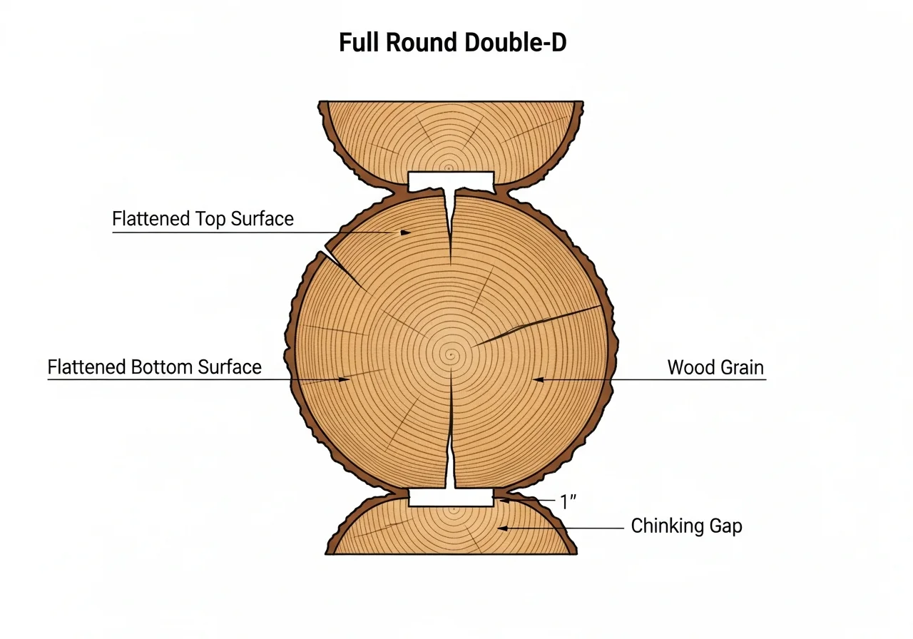 Full Round log profile cross-section